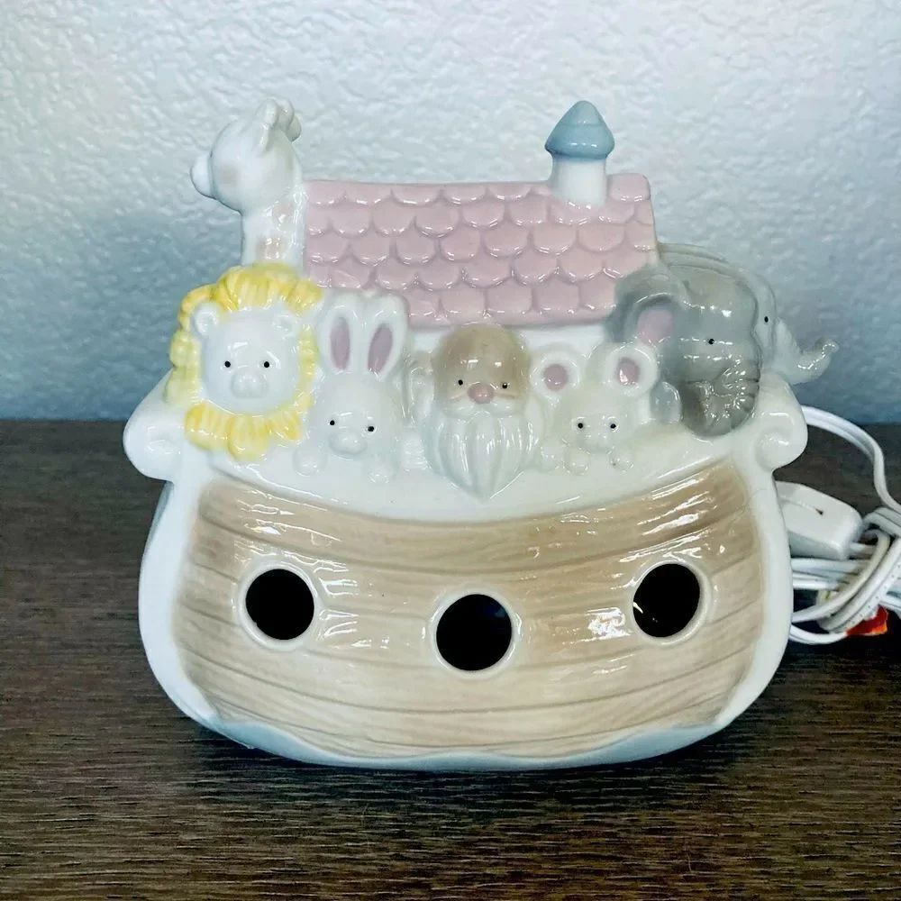 Noah’s Ark Baby Nursery Ceramic Nightlight Lamp